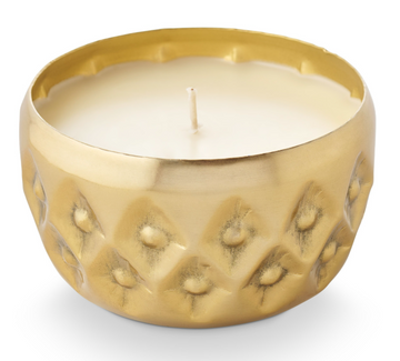 Winter White Radiant Pressed Metal Candle