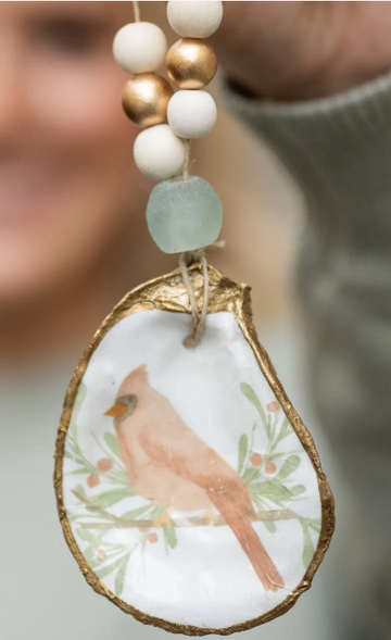 Oyster Christmas Ornament - Cardinal