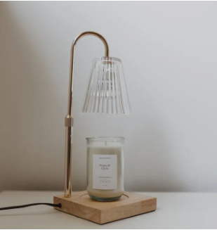 Lamp Candle Warmer Clear Fluted- Dimmable, Timer, Adjustable
