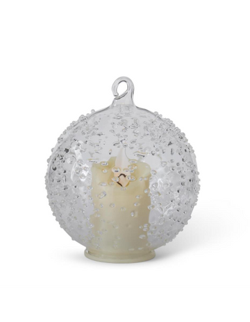 LED Textured Clear Glass Ornament w/Timer