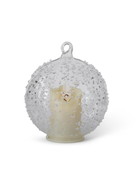 LED Textured Clear Glass Ornament w/Timer