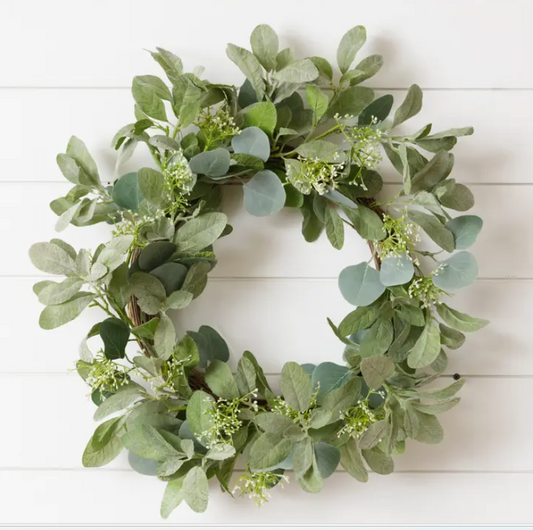 Twig Base Seeded Silver Dollar Eucalyptus Wreath