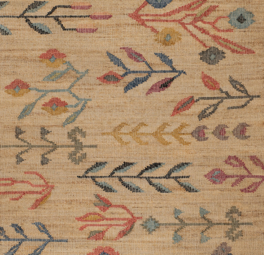 Folk Floral Kilim Handwoven 5x8 Jute Rug