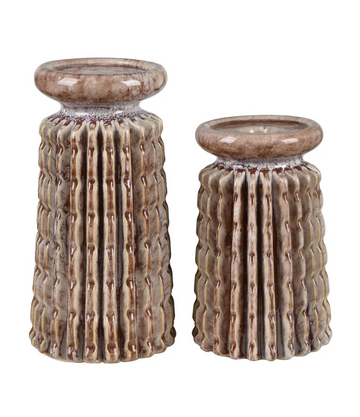 Riverdale Ceramic Candle Holders - S/2
