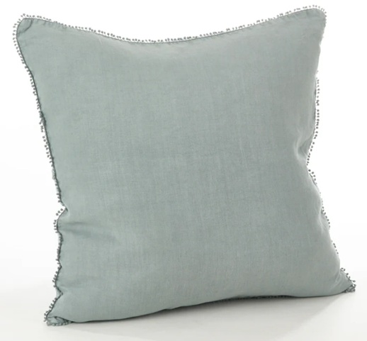 Pompom Design Pillow - Blue/Grey