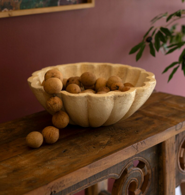 Faux Travertine Ruffled Bowl