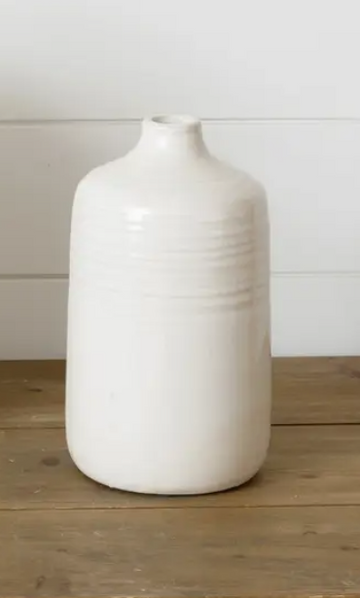 Cream Crackled Vase - Medium