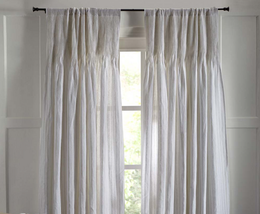 Owen Striped Linen Curtain, 96"