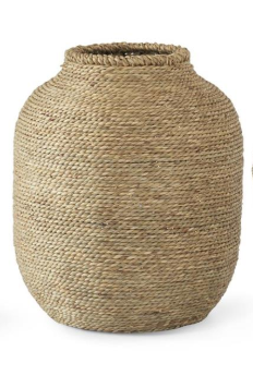 Metal Framed Woven Grass Vase - Medium