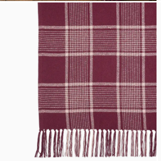 Eston Burgundy Tan Plaid Throw Blanket