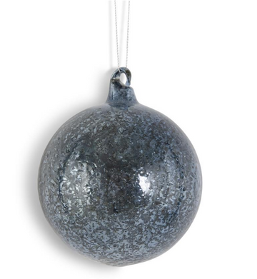 3.75 Inch Dark Blue Mercury Glass Round Ornament