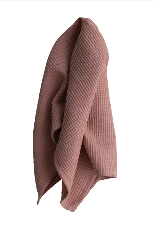 Oversized Cotton Waffle Tea Towel - Blush