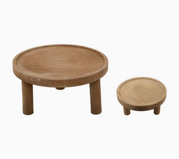 Footed Wood Plant Stand - 7"
