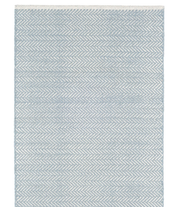 Herringbone Swedish Blue Handwoven Cotton 2x3 Rug