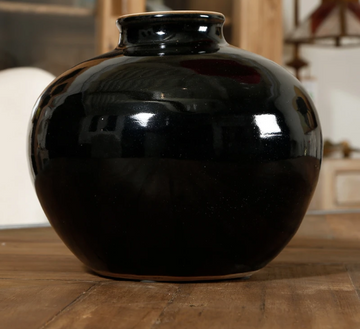 10" Glazed Obsidian Vase