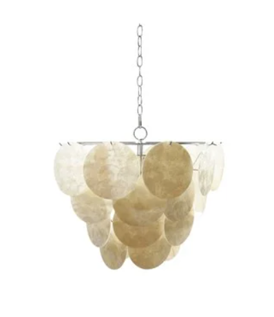 Natural Capiz Shell Pendant Light, Silver Finish
