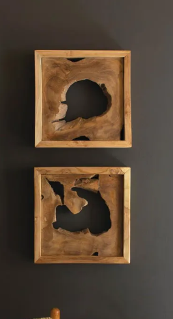 Teakwood Leaves Wall Art - S/2