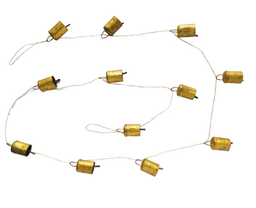 Metal Bell Garland w Jute Chord, Gold Finish