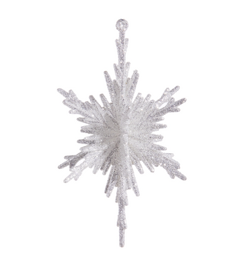 5.5" Glittered Silver Snowflake Ornament