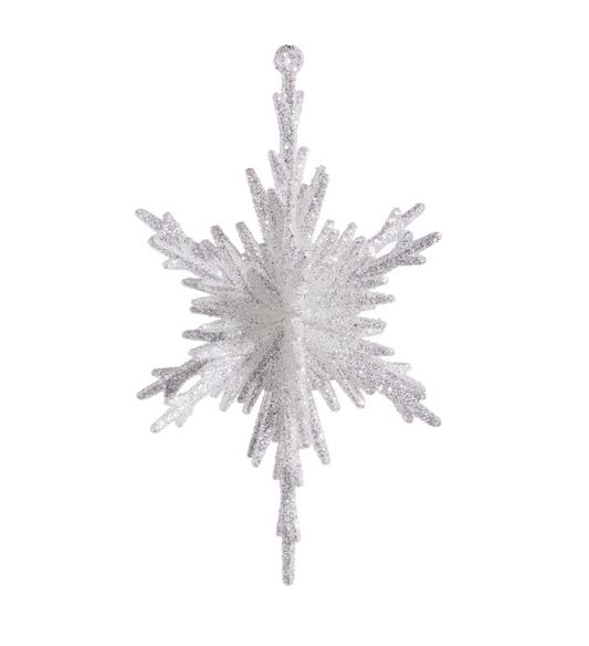 5.5" Glittered Silver Snowflake Ornament