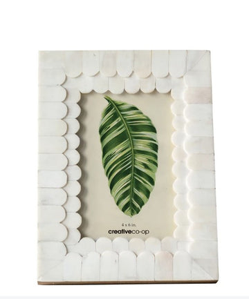 Bone Scalloped Photo Frame