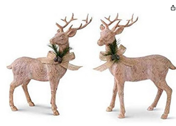 11 Inch Resin Natural Wood Reindeer