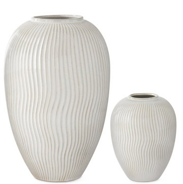 Speckled White Wavy Ceramic Vase - Large