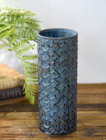 11.5" Dk Blue Diamond Vase