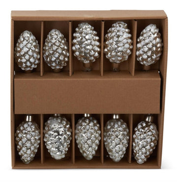 43" Mercury Glass LED White Pinecone Garland