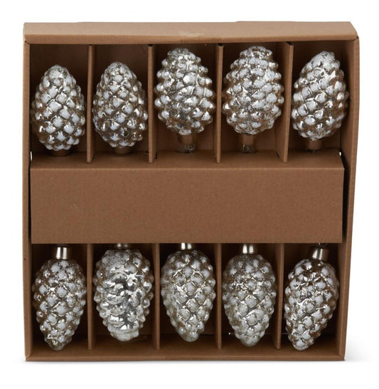 43" Mercury Glass LED White Pinecone Garland