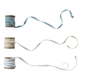 Velvet Ribbon w Metallic Edges on Wooden Spool