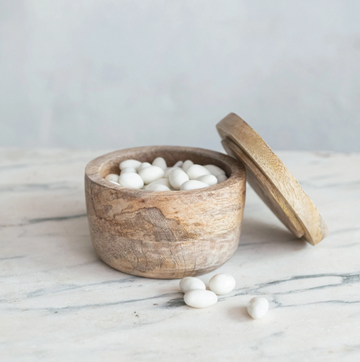 Round Mango Wood Salt Cellar