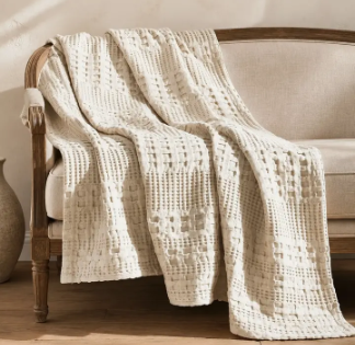 Waffle Weave Natural Cotton Throw