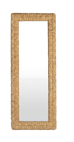 Delmar Cross Hatch Leaning Water Hyacinth Floor Mirror