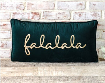 Falalala Emerald Velvet Pillow